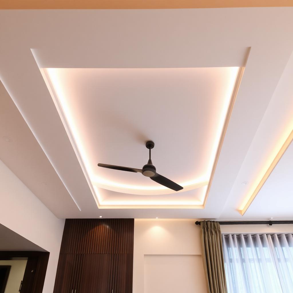 Finished cove-lit coffered ceiling